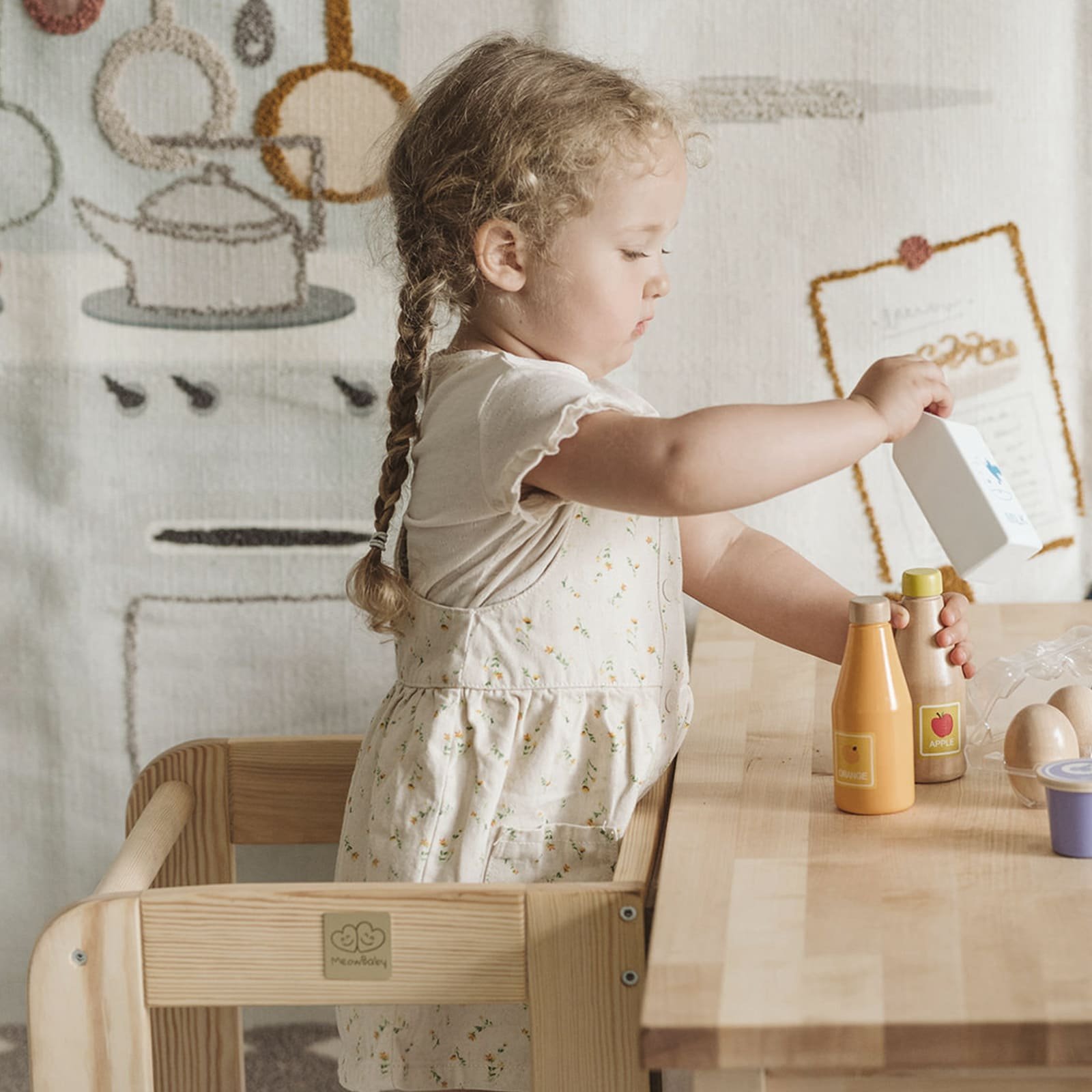 Montessori bokštelis, virtuvės pagalbininkas vaikui, medinis