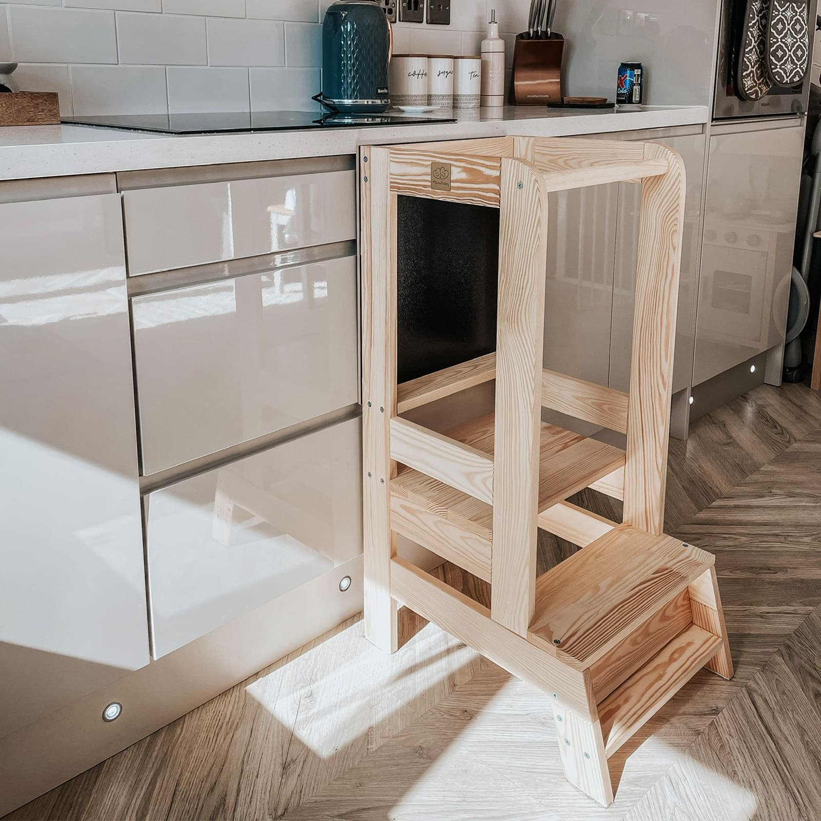Montessori bokštelis, virtuvės pagalbininkas vaikui, medinis