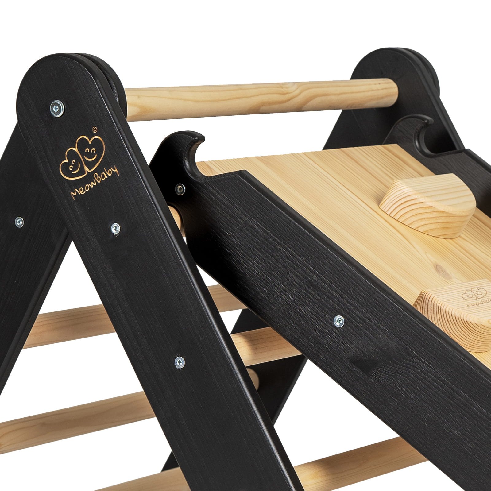 Montessori, pikler, laipiojimo trikampis, karstynė, medinis laipiojimo trikampis, čiuožykla