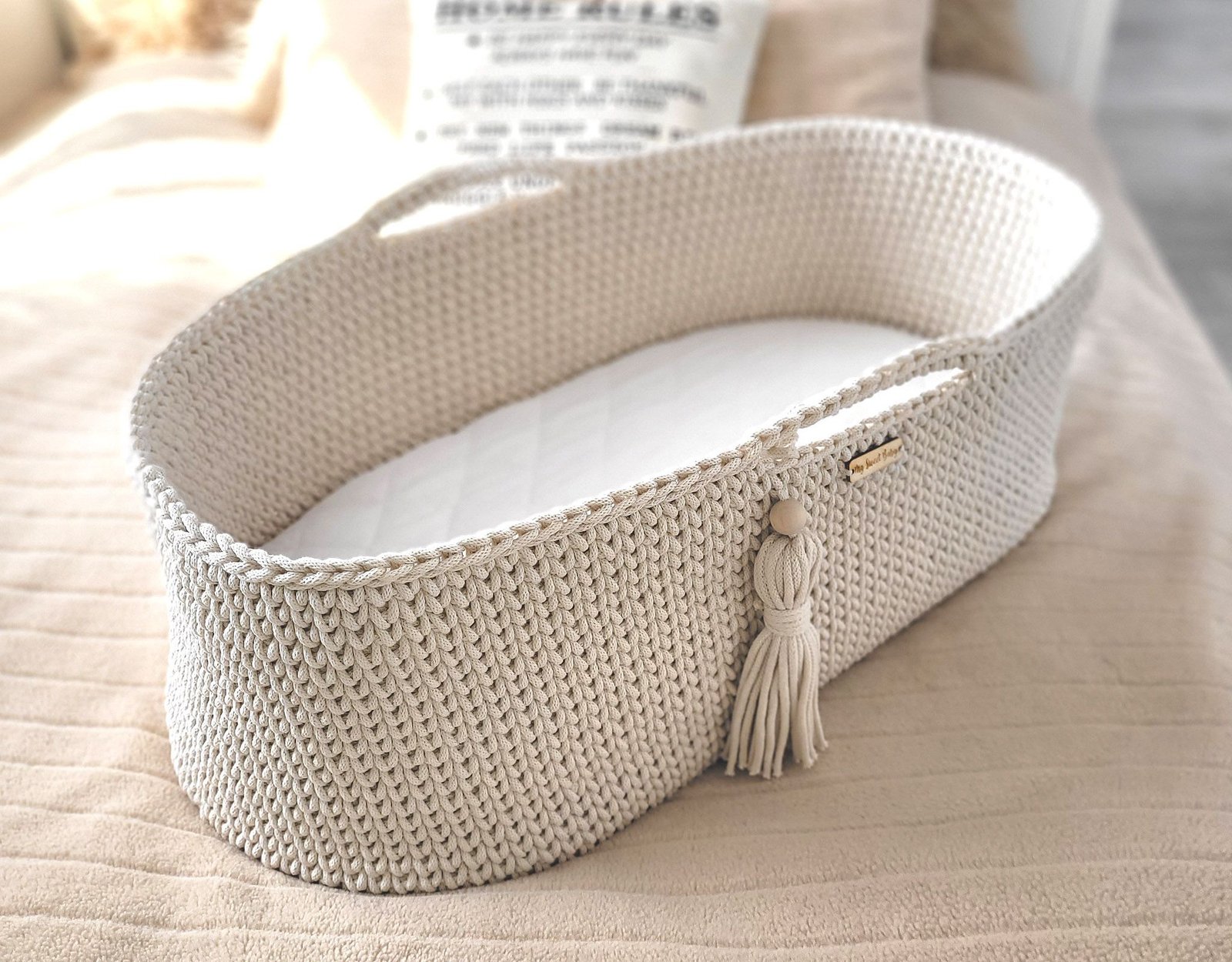 boho baby basket, baby crib, kūdikio lovytė, mozės krepšys