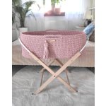 Pastel pink boho moses basket. baby crib, mozės krepšys, kūdikio lovelė