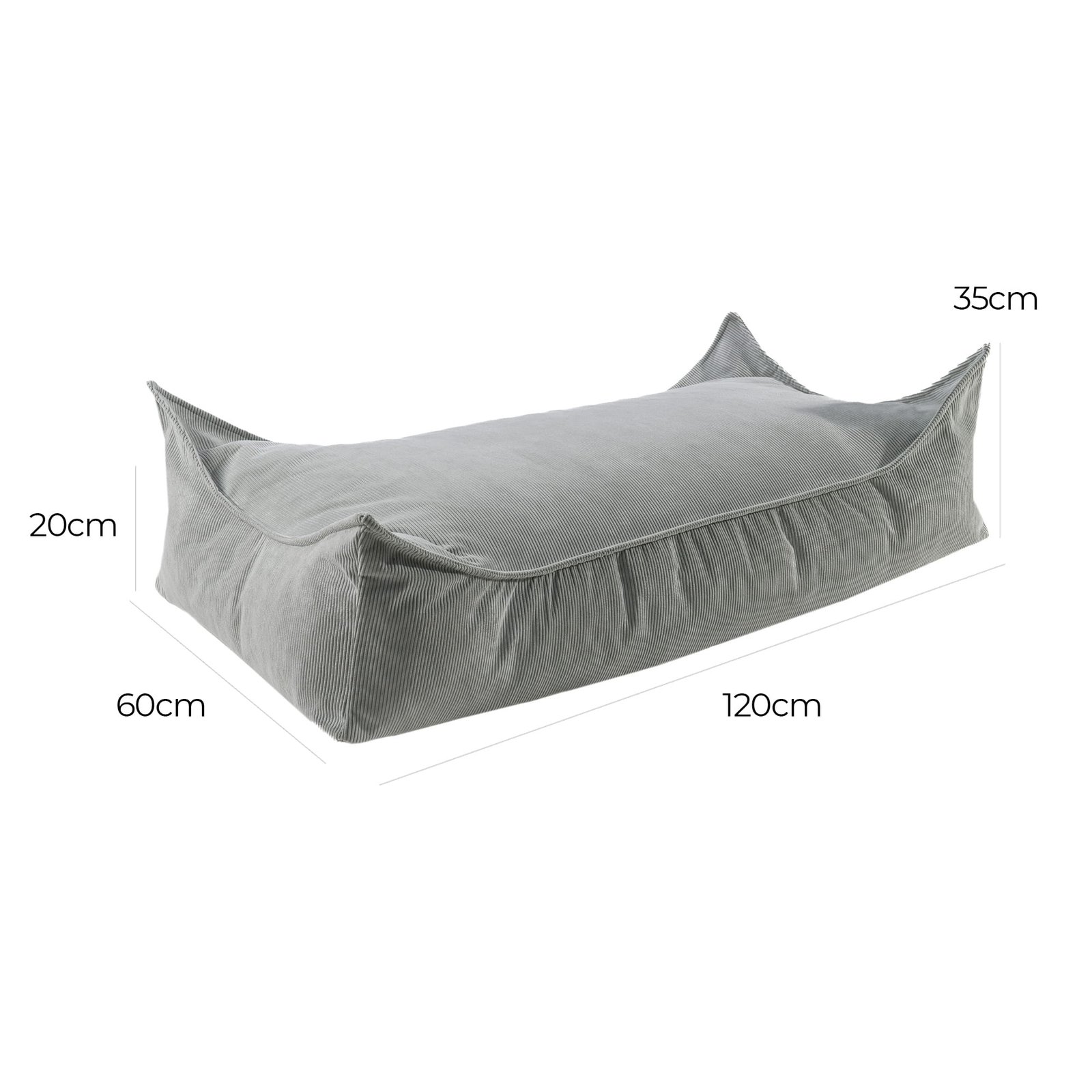 Vaikiškas pufas – Meowbaby Corduroy Rectangular Grey