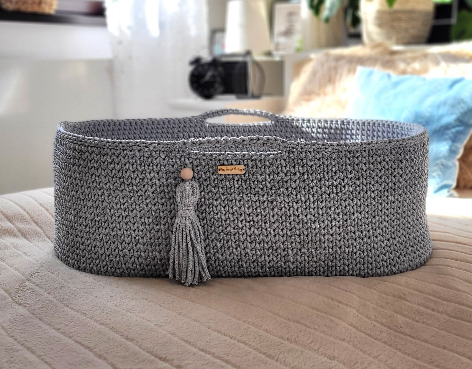 boho baby basket, baby crib, kūdikio lovytė, mozės krepšys