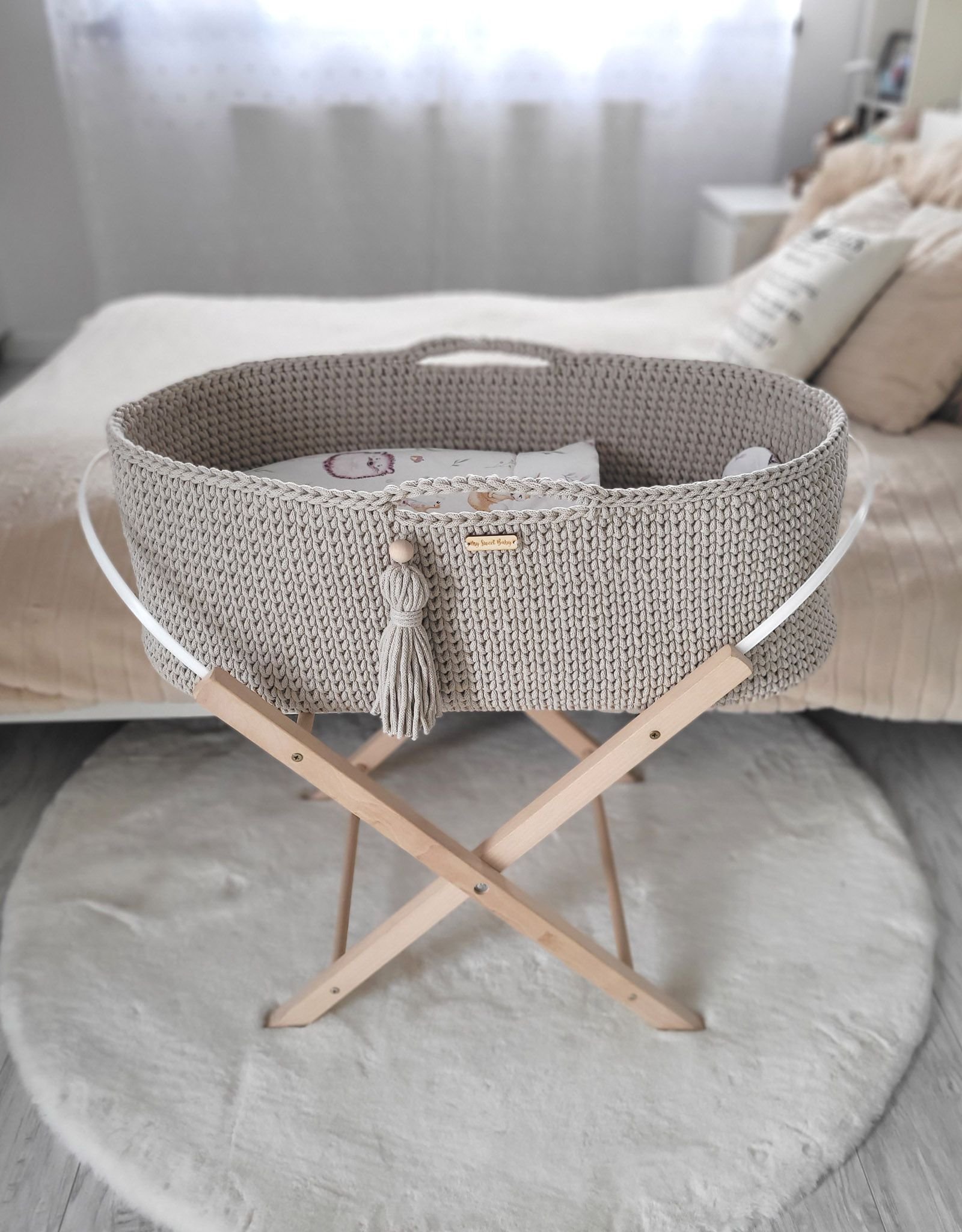 boho baby basket, baby crib, kūdikio lovytė, mozės krepšys
